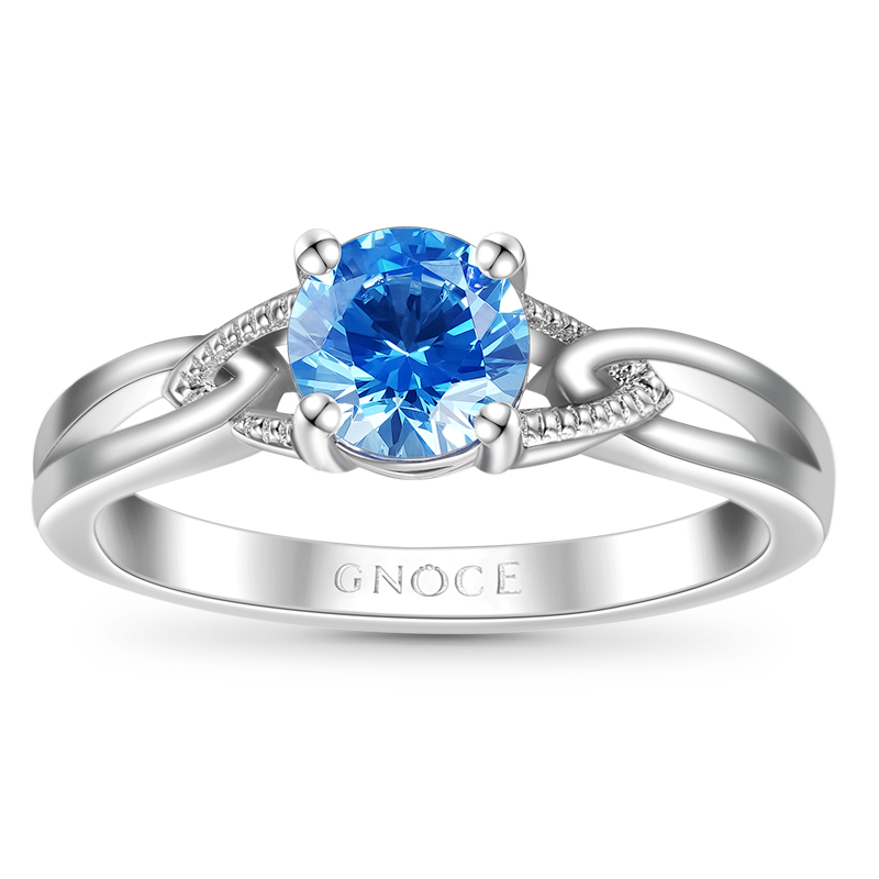 Gnoce Classic Blue Round Cut Promise Ring_1