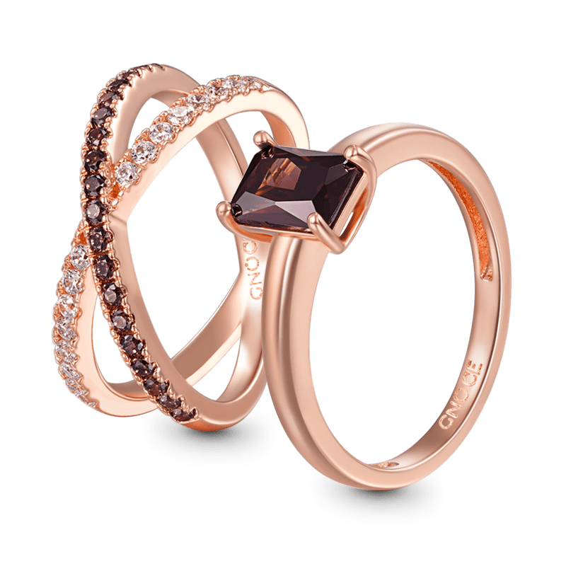 Gnoce Radiant-cut Geometric Stackable Ring Set_2