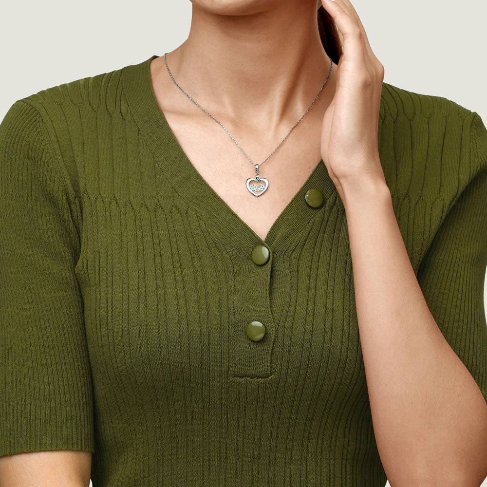 Gnoce Lucky Four-leaf Clover Heart Pendant Dangle Charm_5