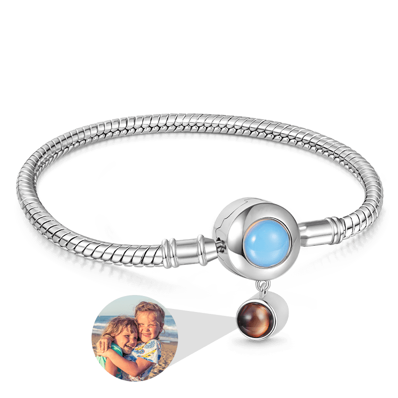 Gnoce Projection Moonstone Basic Snake Chain Bracelet_1