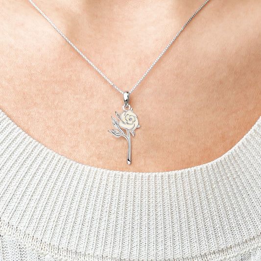 Gnoce White Rose Flower Necklace_4