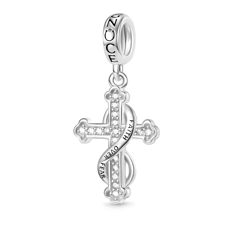 Gnoce "FAITH OVER FEAR" Eternal Cross Pendant Dangle Charm_1