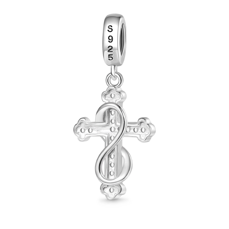 Gnoce "FAITH OVER FEAR" Eternal Cross Pendant Dangle Charm_2