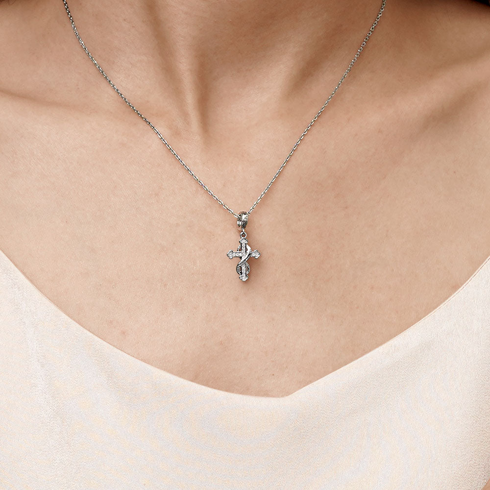 Gnoce "FAITH OVER FEAR" Eternal Cross Pendant Dangle Charm_7
