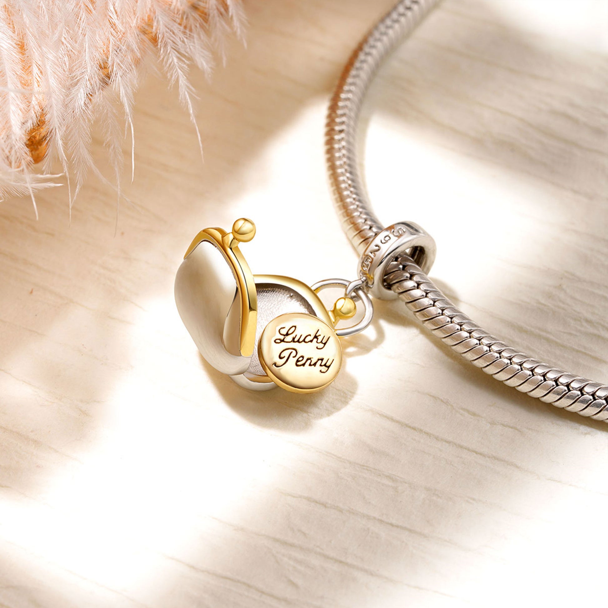 Gnoce Openable Purse & Lucky Penny Pendant Dangle Charm_3