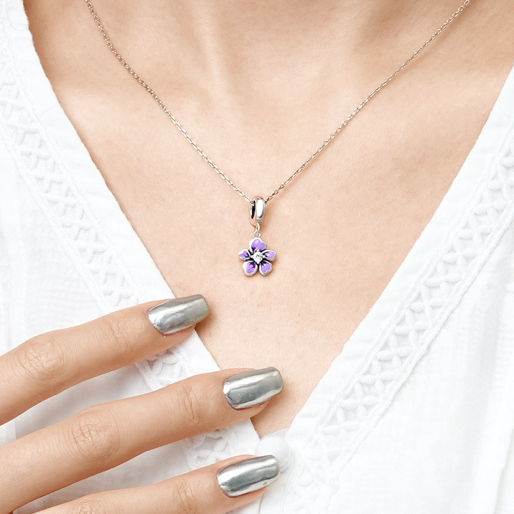 Gnoce Purple Flower Pendant Dangle Charm_7