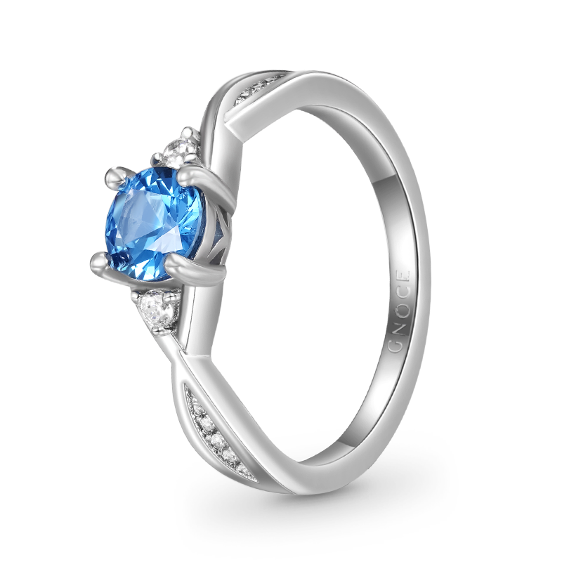 Gnoce Twisted Blue Round Cut Promise Ring_2