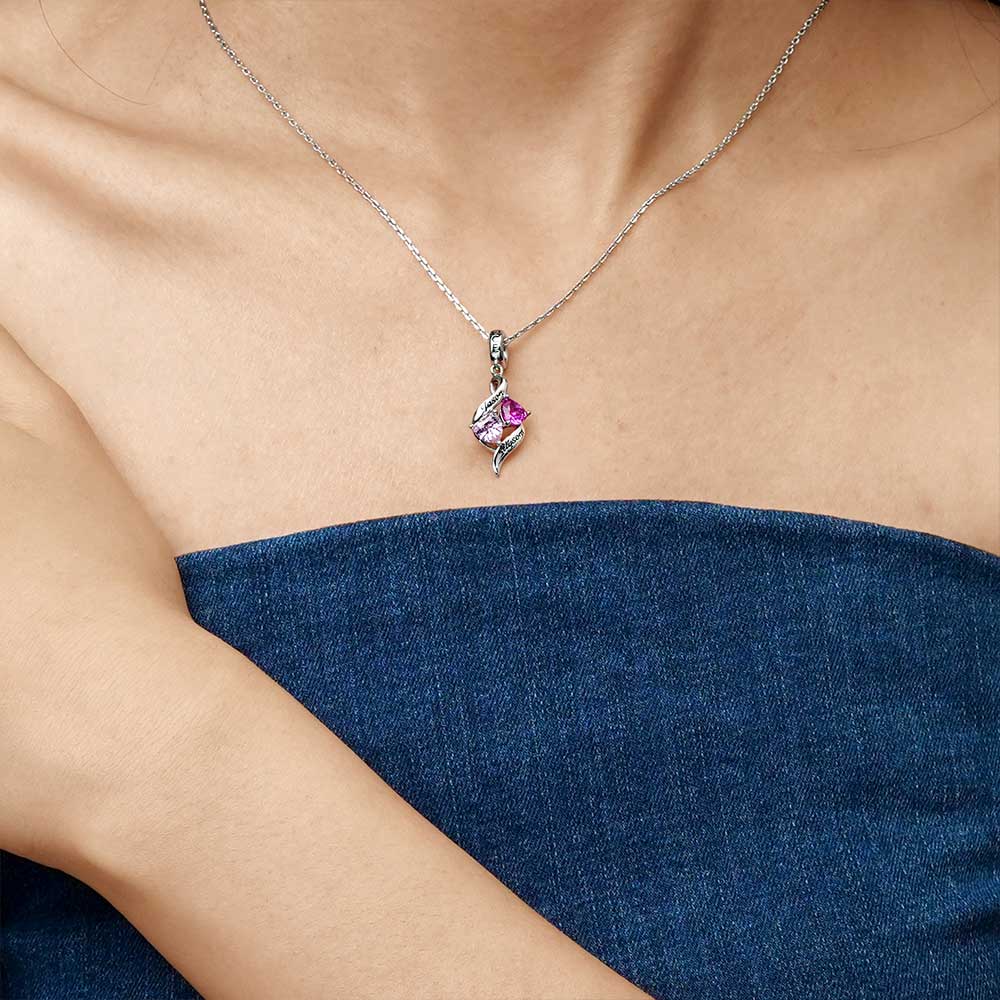 Gnoce Double Heart Engravable Pendant Dangle Charm_7