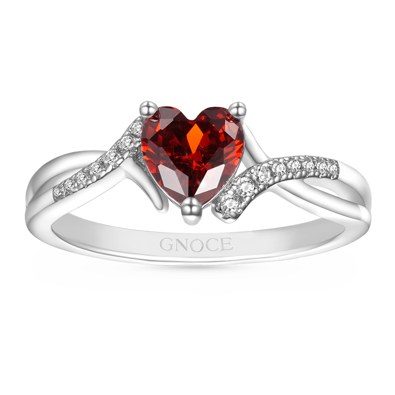 Gnoce Sparkling Birthstone Heart Ring_2