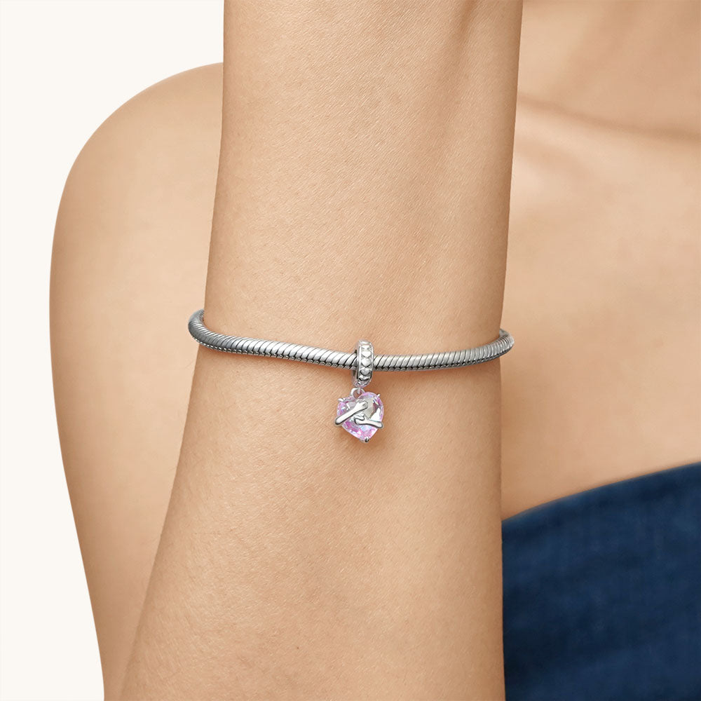 Gnoce Embraces Pink Heart Pendant Dangle Charm_6