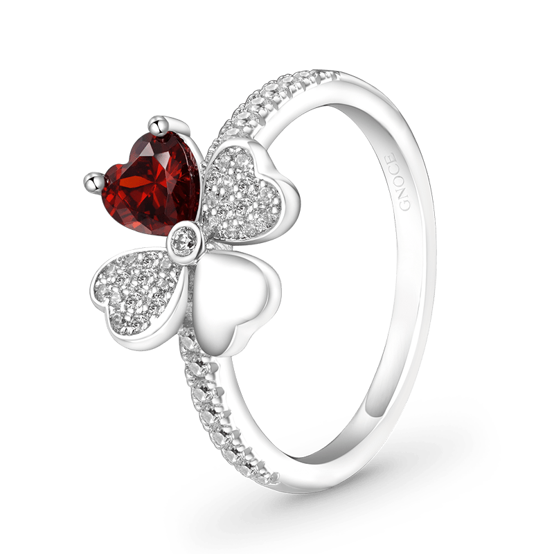 Gnoce Lucky Four Leaf Clover Birthstone Ring_3