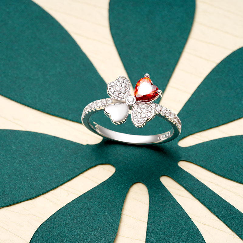 Gnoce Lucky Four Leaf Clover Birthstone Ring_4