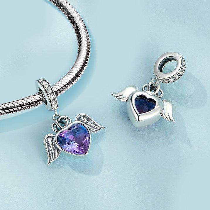 Gnoce Angel Wings Heart Pendant Dangle Charm_3