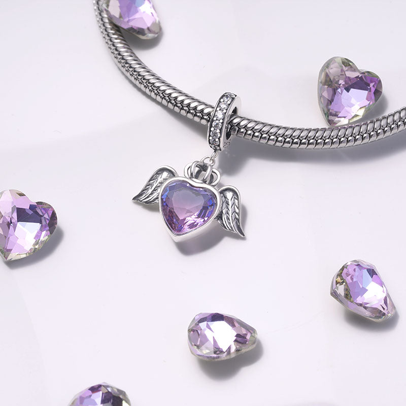 Gnoce Angel Wings Heart Pendant Dangle Charm_2