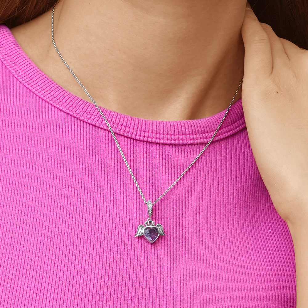 Gnoce Angel Wings Heart Pendant Dangle Charm_5