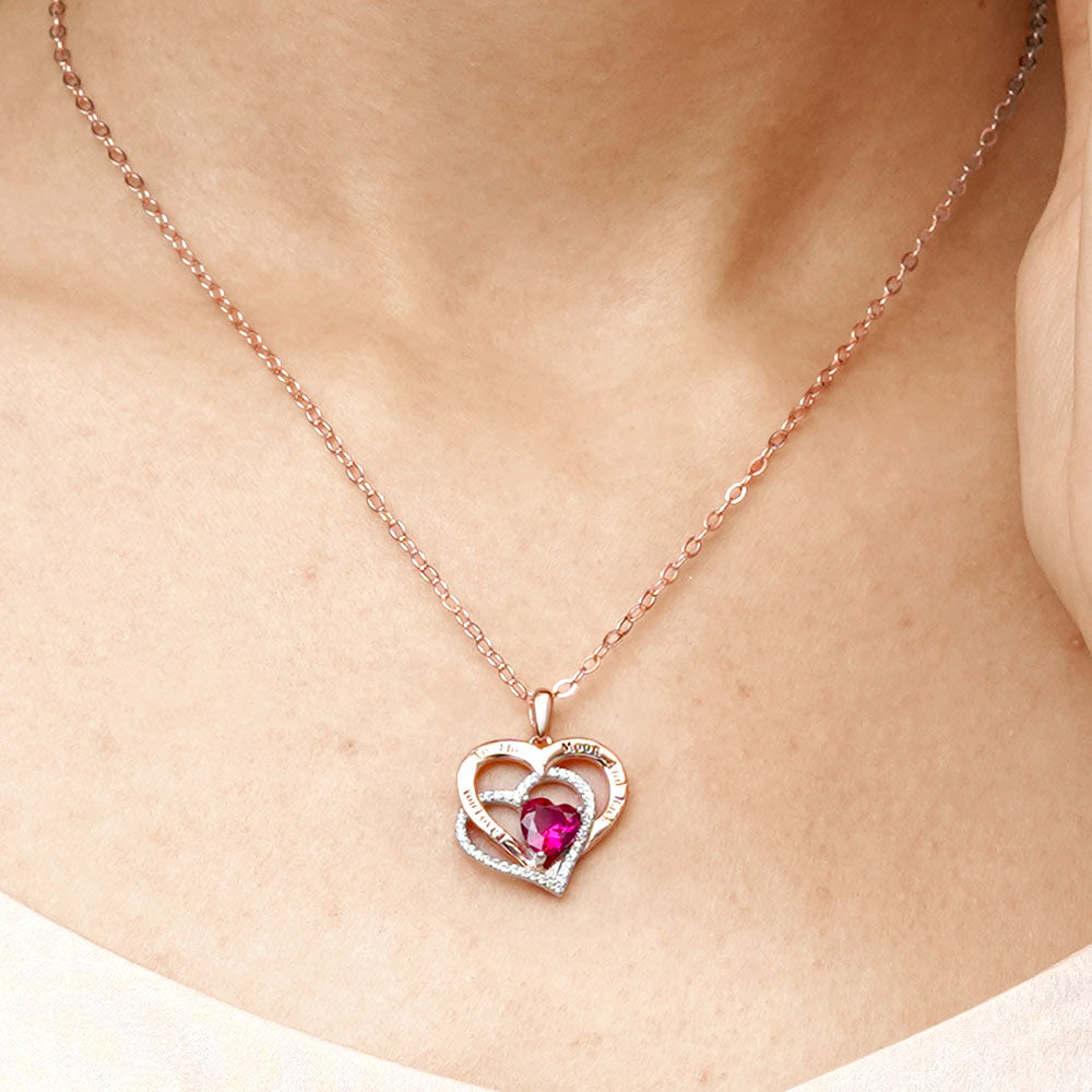 Gnoce "I Love You to the Moon and Back" Birthstone Heart Necklace_4
