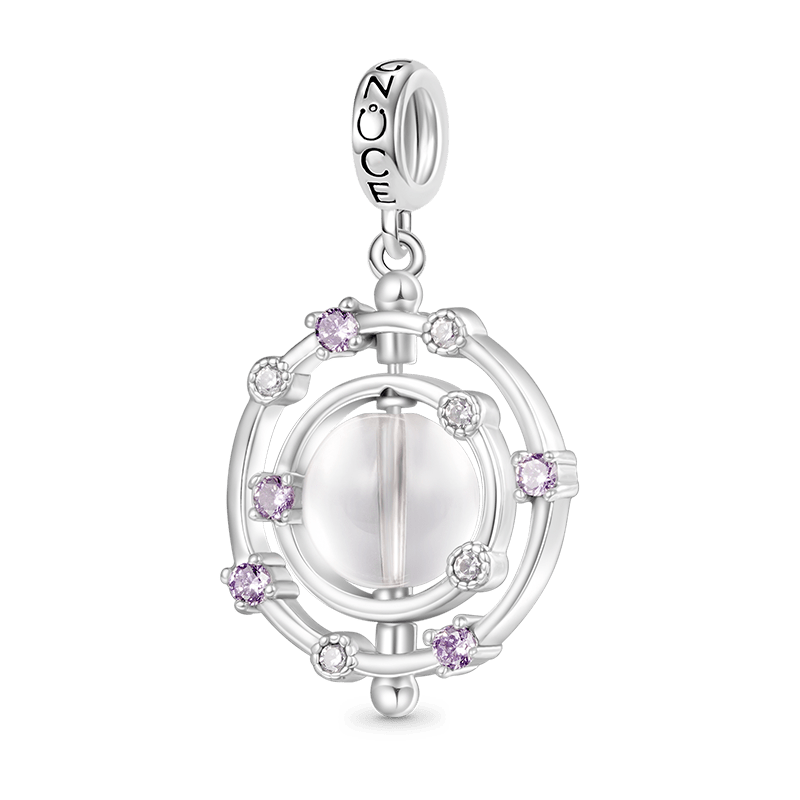 Gnoce Rotatable Natural Stone White Crystal Galaxy Pendant Dangle Charm_1