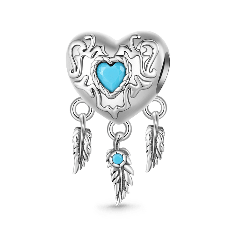Gnoce Turquoise Vintage Dream Catcher Heart Charm_1
