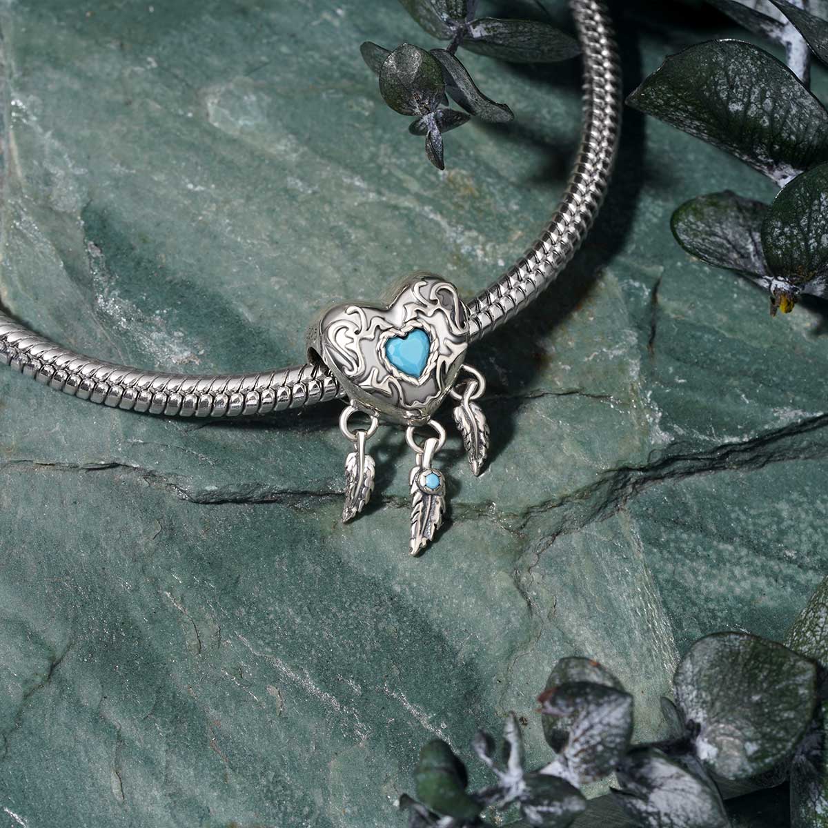 Gnoce Turquoise Vintage Dream Catcher Heart Charm_3