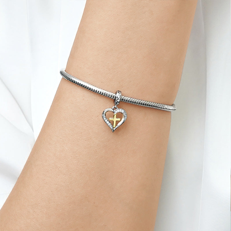 Gnoce Love Heart Cross Pendant Dangle Charm_7