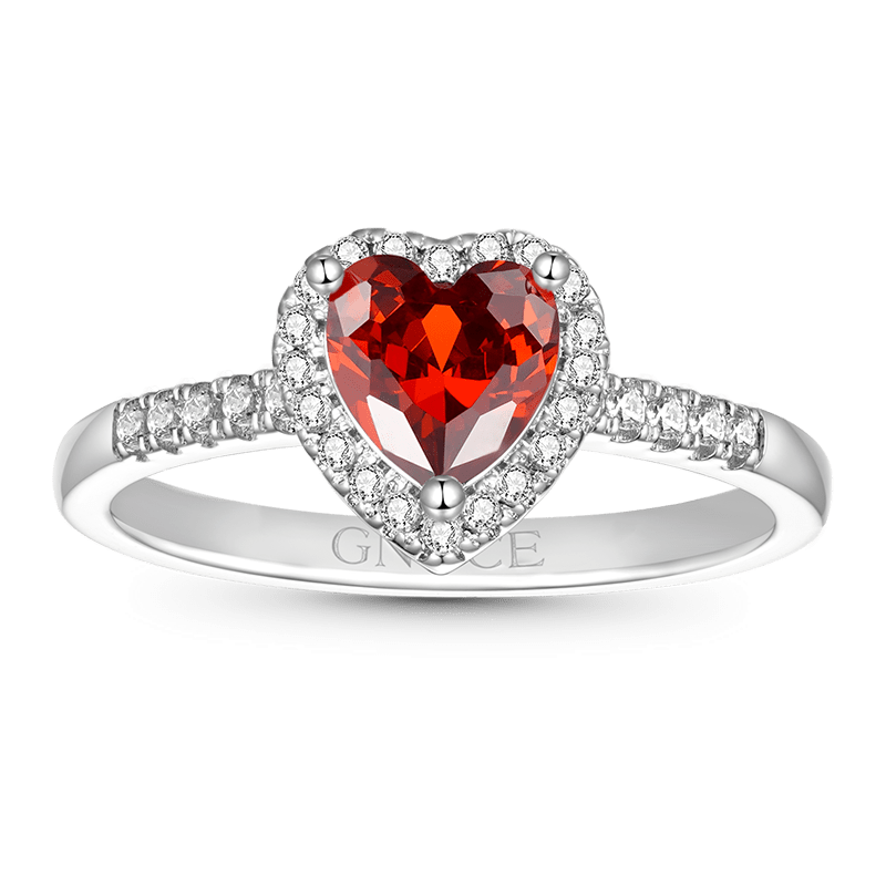 Gnoce Sparking Heart-shaped Birthstone Ring_2
