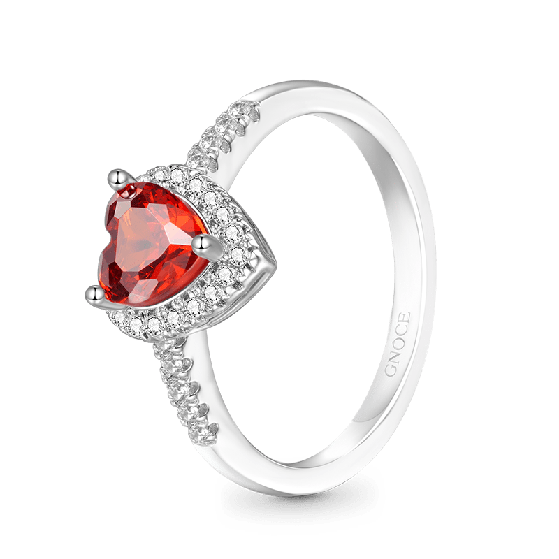 Gnoce Sparking Heart-shaped Birthstone Ring_3