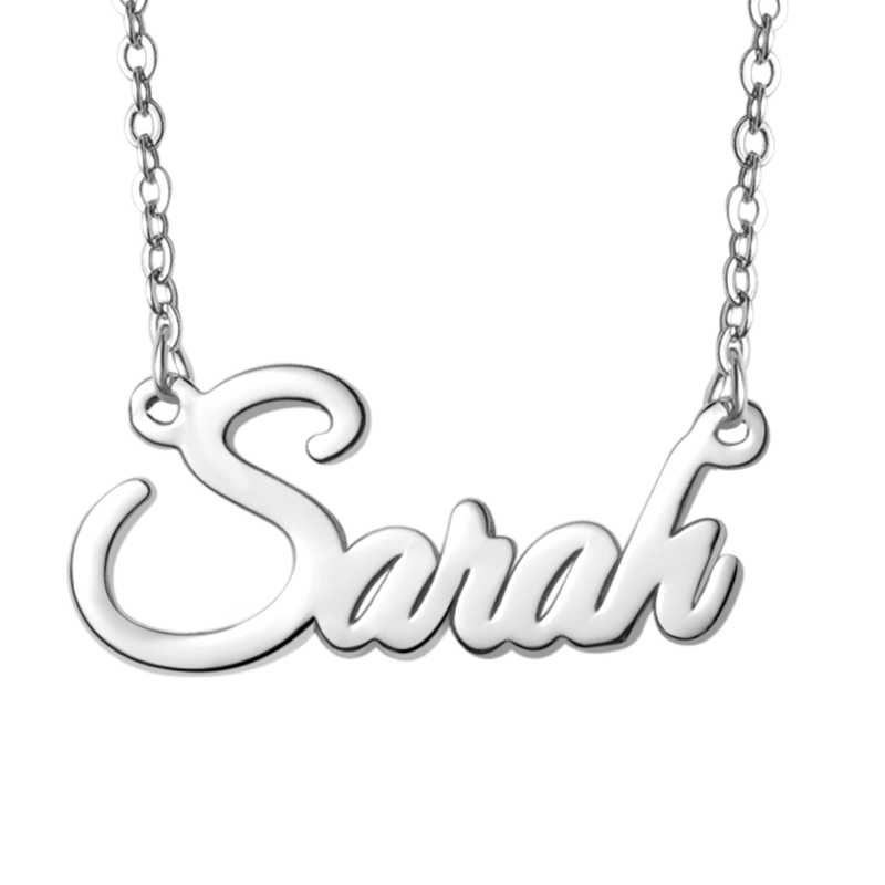 Gnoce "For the One in My Heart"Personalized Calligraphy Style Silver Name Necklace_1