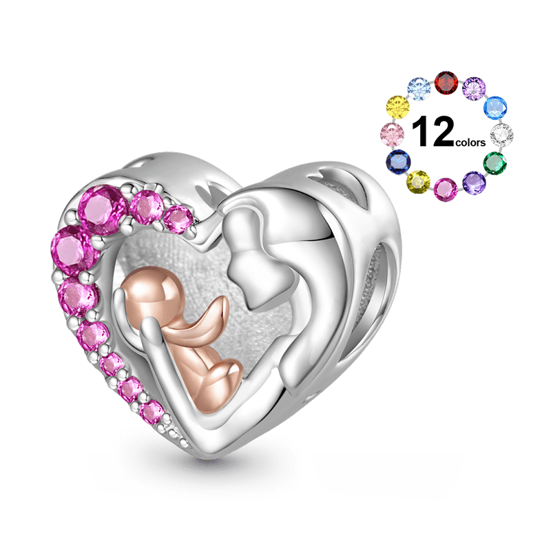Gnoce Mom Hugs Baby Birthstone Engravable Charm_1