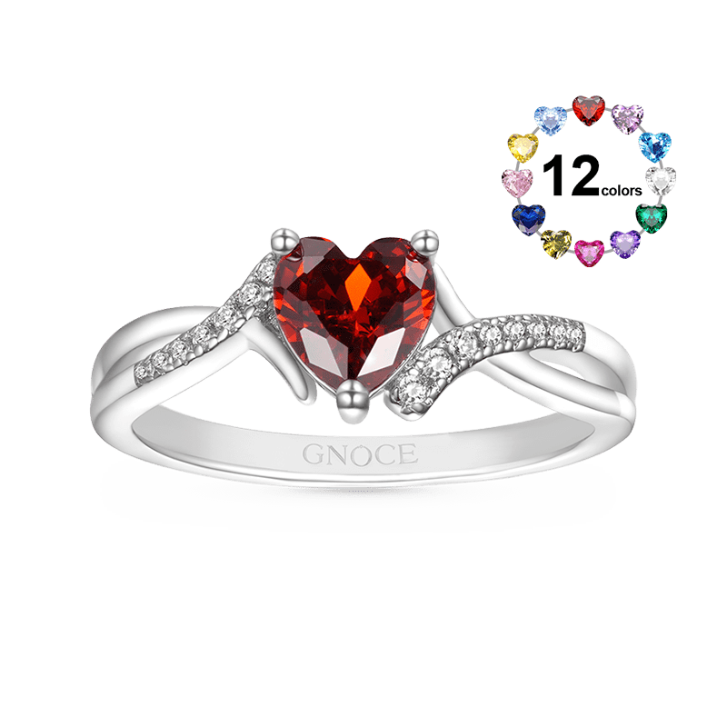 Gnoce Sparkling Birthstone Heart Ring_1