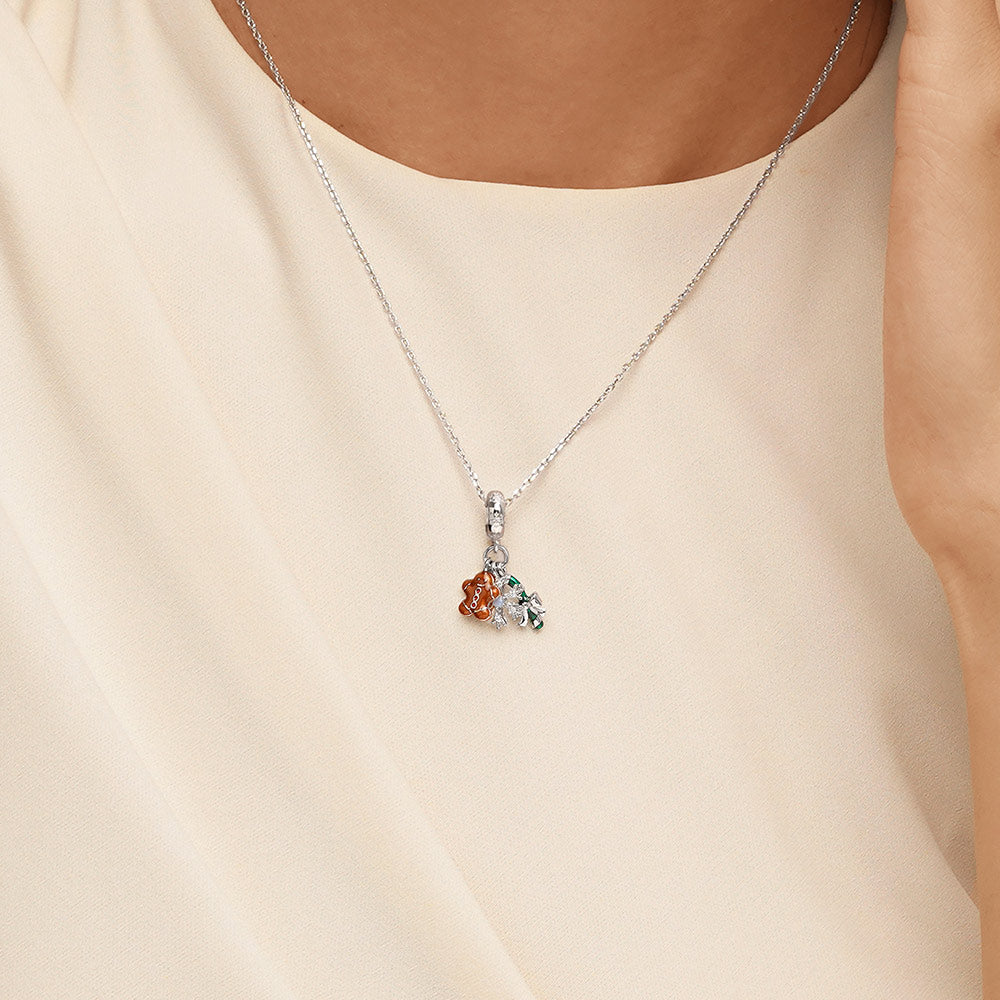 Gnoce Gingerbread Man, Snowflake & Candy Cane Triple Pendant Dangle Charm_7