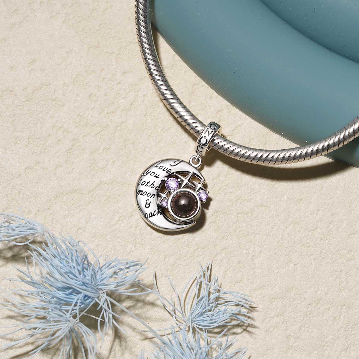 Gnoce Projection Moon&Star Personalized Photo Pendant Dangle Charm_5