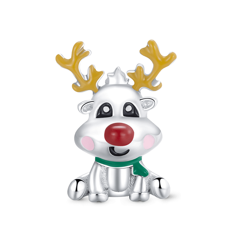 Cute Christmas Reindeer Charm Bead 925 Sterling Silver_1