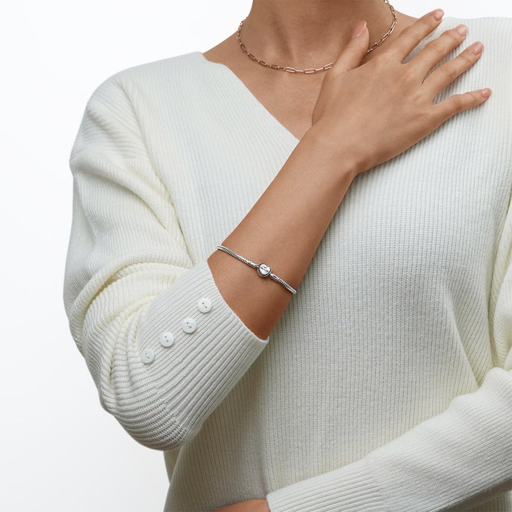 Gnoce Heart Engravable Basic Snake Chain Bracelet_4