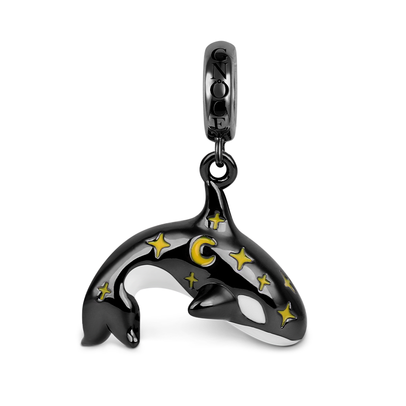Gnoce "Ruler of the Undersea" Star Killer Whale Charm Pendant 925 Sterling Silver_1