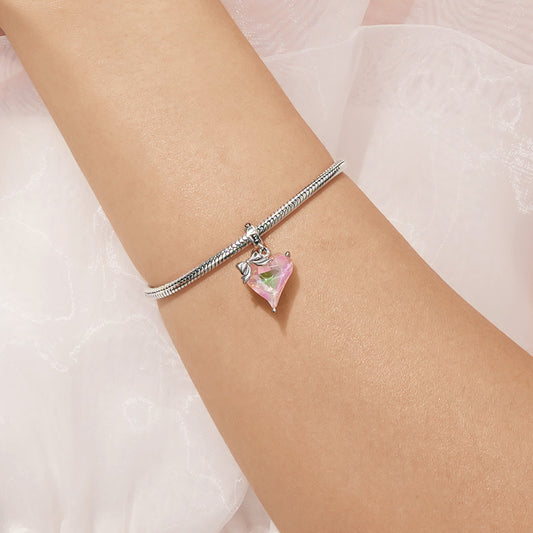 Gnoce Pink Crooked Heart Pendant Dangle Charm_7