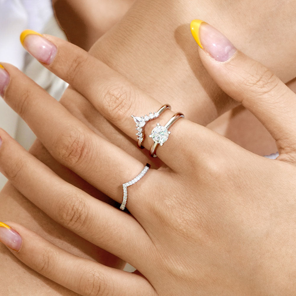 Gnoce Classic Sparkle Round-cut Stackable Ring Set_4