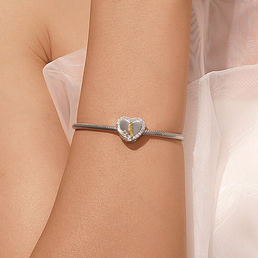 Gnoce "Feathers appear when Angels are near" Gold Feather Heart Charm_5