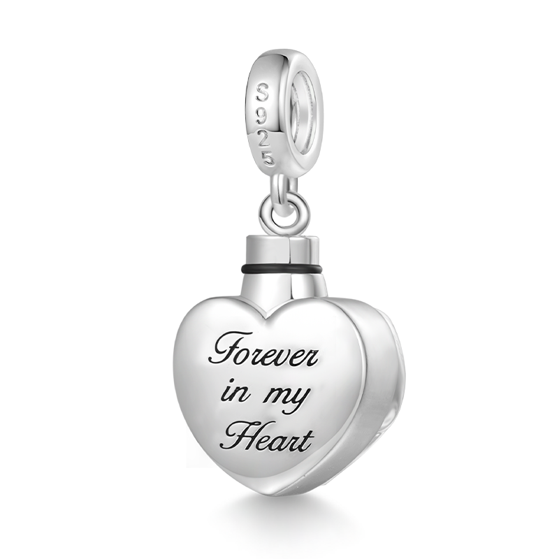 Gnoce Engravable "Forever In My Heart" Angel Wings Heart Memorial Urn Ashes Pendant Dangle Charm_4