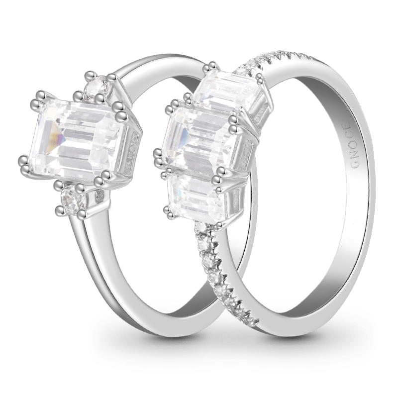 Gnoce Sparkling Rectangular Cut Stackable Ring Set_2
