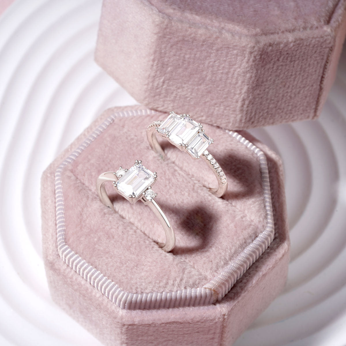 Gnoce Sparkling Rectangular Cut Stackable Ring Set_3