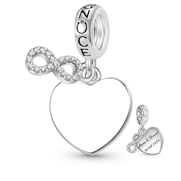 Gnoce Engravable Wedding Date Infinite Love Pendant Dangle Charm