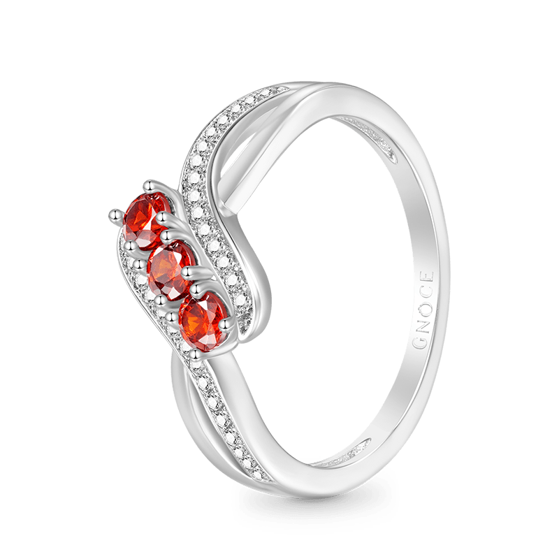 Gnoce Fashion White Diamond Crossover Birthstone Ring_3