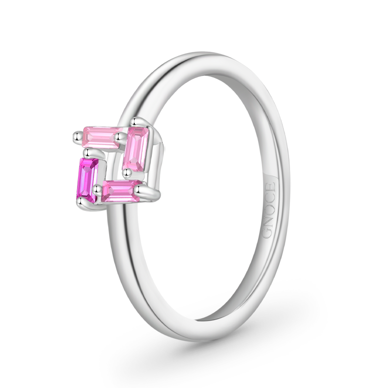 Gnoce Rectangular Flat Cut Pink Ring_2