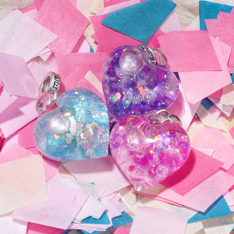 Gnoce Purple Glitter Heart Pendant Dangle Charm_3