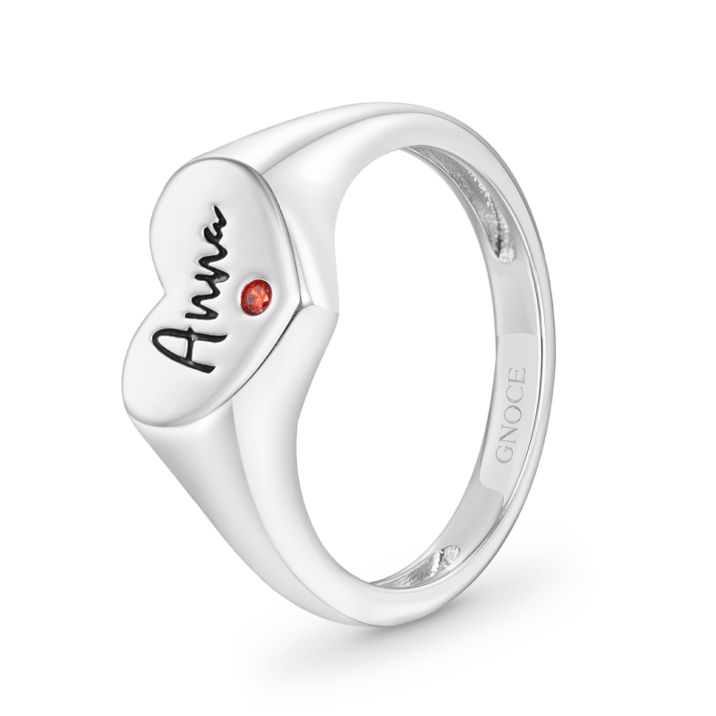 Gnoce Engravable Birthstone Heart Signet Ring_3
