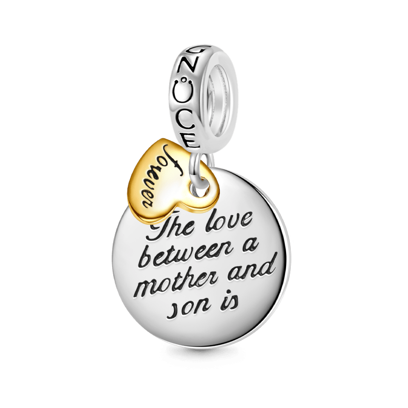 Gnoce "The love between a mother and son is forever" Heart Pendant Dangle Charm_1
