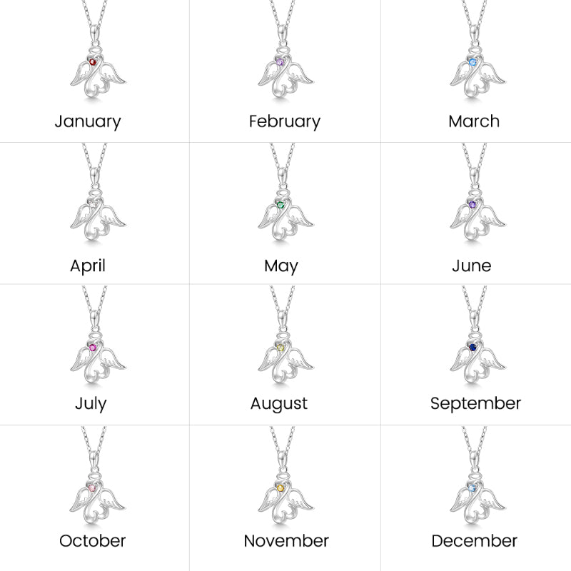 Gnoce Angel Love Wings Birthstone Necklace_7