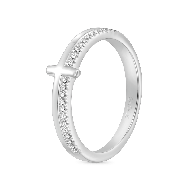 Gnoce Petite Cross Silver Band Ring_2