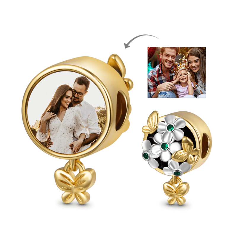 Gnoce "Butterfly Love Flower" Personalized Photo Charm_1