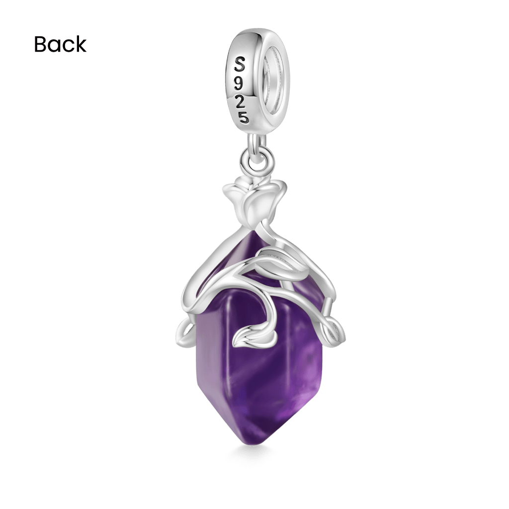 Gnoce Natural Crystal Hexagonal Column Amethyst Pendant Dangle Charm_2